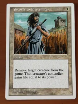 MTG Swords to Plowshares 4th Edition LP Regular Vintage Old School Magic - Image 1