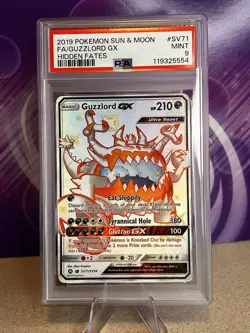 2019 POKEMON SUN & MOON HIDDEN FATES #SV71 FULL ART/GUZZLORD GX PSA 9 - Image 1