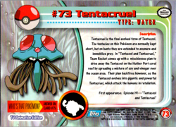Pokemon Topps Tentacruel #73 TV Animation Series 1 Blue Logo - Image 2