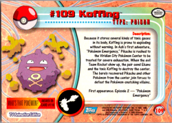 Pokemon Topps Koffing #109 TV Animation Series 2 Blue Logo - Image 2