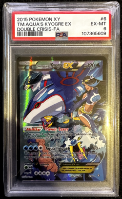 2015 POKEMON XY DOUBLE CRISIS #6 FULL ART/TEAM AQUA'S KYOGRE EX PSA 6 - Image 1