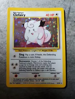 Pokemon TCG Clefairy Base Set 5/102 Holo Unlimited Holo Rare - Image 1