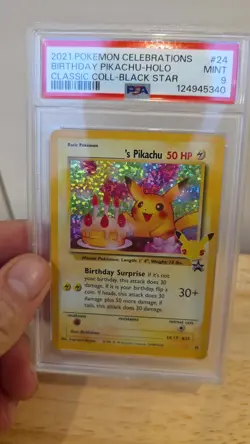 PSA 9 Birthday Pikachu #24 Pokemon Celebrations Black Star Promo Holo Card - Image 2