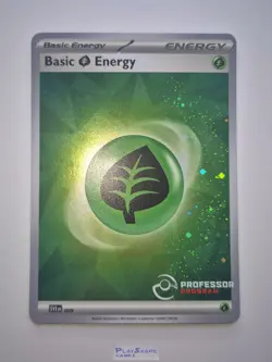 Pokemon Card Basic Grass Energy Holo Promo SCR SVE Professor Program 009 2024 - Image 1