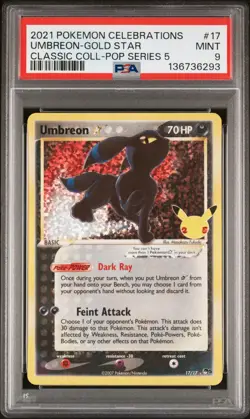 Umbreon Gold Star 17/17 Celebrations PSA 9 | Pokemon TCG 25th Anniversary - Image 1
