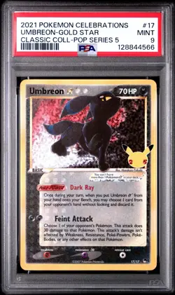 PSA 9 Umbreon 17/17 Gold Star Pokemon Celebrations 25th Anniversary 2021 MINT - Image 1