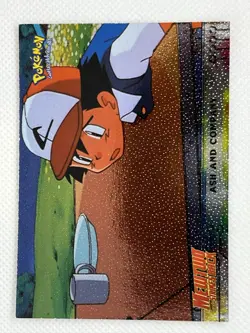 Pokemon Topps Mewtwo Strikes Back Ash and Company #9 Textured HOLO Black Logo - Image 1