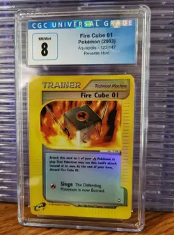 Fire Cube 01 122/147 Rev Holo Aquapolis E Reader 2003 Pokemon Card Graded CGC 8 - Image 3