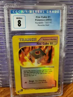 Fire Cube 01 122/147 Rev Holo Aquapolis E Reader 2003 Pokemon Card Graded CGC 8 - Image 4