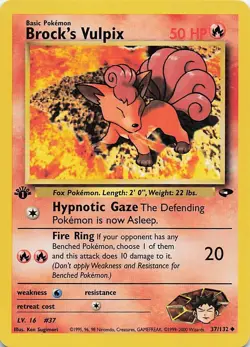 Pokemon Card - Brock's Vulpix 1st Edition Gym Challenge 37/132 LP - Image 1