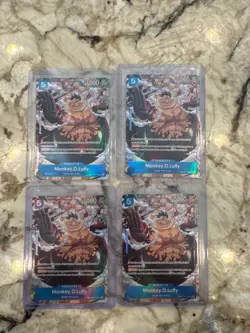 Monkey.D.Luffy - OP11-058 (TR) OP13 Carrying On His Will Foil x4 playset - Image 1