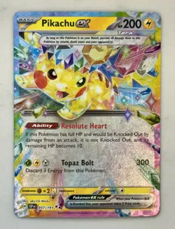 Pokemon Pikachu ex 057/191 Sv08: Surging Sparks Full Art Holo TCG - NM/Mint - Image 1