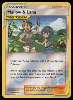 Mallow & Lana 198/236 Reverse Holofoil Pokemon TCG SM - Cosmic Eclipse - Image 1