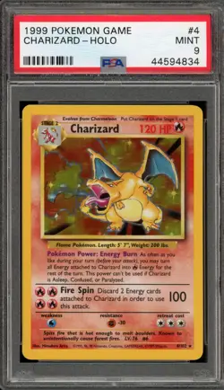 Pokemon Charizard Base Set Unlimited Holo Rare #4 PSA 9 Mint - Image 1