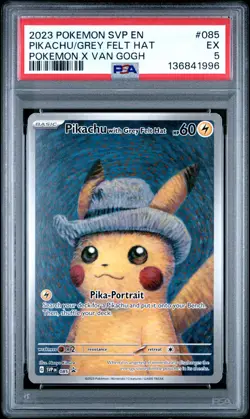 2023 POKEMON SVP EN-SV BLACK STAR PROMO #085 PIKACHU WITH GREY FELT HAT PSA 5 - Image 1
