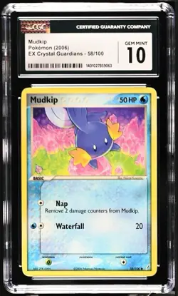 Pokemon Mudkip EX Crystal Guardians #58/100 CGC Gem Mint 10 - Image 1