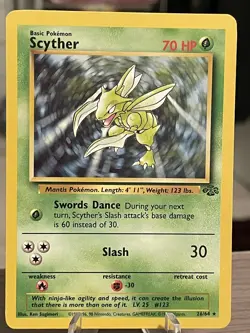 Pokemon TCG Scyther 26/64 Jungle Non Holo Rare Unlimited MP - Image 1