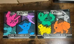Pokemon TCG Sword & Shield Evolving Skies Elite Trainer Box Set of 2 ETBs Sealed - Image 1