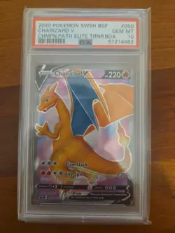 2020 Charizard v SWSH050 Champion's Path ETB Promo Card PSA 10 - Image 1