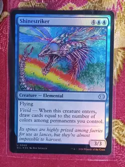 FOIL Shinestriker Lorwyn Eclipsed Magic The Gathering MTG BLUE ELEMENTAL Card - Image 1