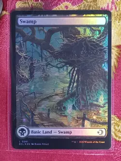 FOIL FULL ART SWAMP Land black mana card Lorwyn Eclipsed Magic The Gathering MTG - Image 1