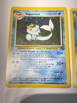 Pokemon TCG Vaporeon Holo Rare Card 12/64 Jungle Set, Vintage 1999 + Base Card - Image 2
