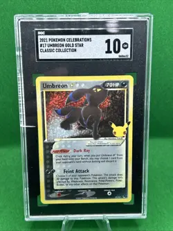 *Pokemon Umbreon Gold Star 17/17 Celebrations Holo Card SGC 10* CRACKED CASE - Image 1
