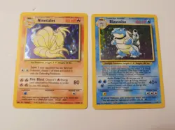 Pokemon Base Unlimited 2-102 BLASTOISE & 12-102 NINETALES *2 Holo Card LOT - Image 1