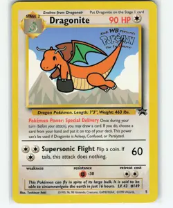 Dragonite (Movie Promo) 5 WoTC WB Stamped Black Star Promo Pokemon Card LP - Image 1