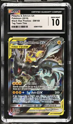 Pikachu & Zekrom GX 2019 Black Star Promo SM168 Pokemon Graded CGC GEM MINT 10 - Image 1