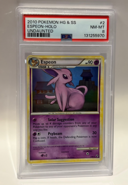 2010 Pokemon Heartgold & Soulsilver Undaunted Espeon Holo #2/90 PSA 8 - Image 1