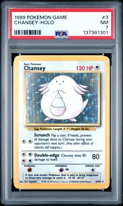 1999 Pokemon Base Set Chansey Holo #3 PSA 7 - Image 1