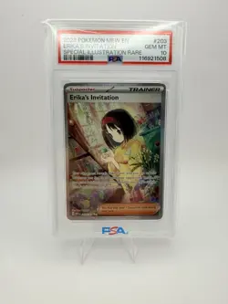 PSA 10 2023 POKEMON MEW EN-151 SPECIAL ILLUSTRATION RARE #203 ERIKA'S INVITATION - Image 1
