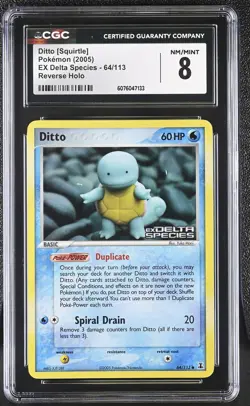 CGC 8 Ditto [Squirtle] EX Delta Species 64/113 Reverse Holo STAMPED Pokemon Card - Image 1