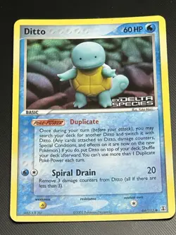 Ditto (Squirtle) 64/113 Reverse Holo EX Delta Species Pokemon Card Vintage 2005 - Image 1