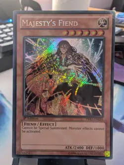 YuGiOh! Majesty's Fiend PRIO-EN034 Secret Rare MIXED ED - Image 1