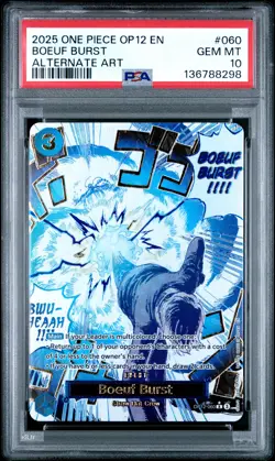 2025 ONE PIECE OP12-LEGACY OF THE MASTER ALTERNATE ART #060 BOEUF BURST PSA 10 - Image 1