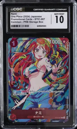 2024 ONE PIECE JPN PROMO CARDS COMMON PRB STORAGE BOX NAMI CGC 10 GEM MINT - Image 1