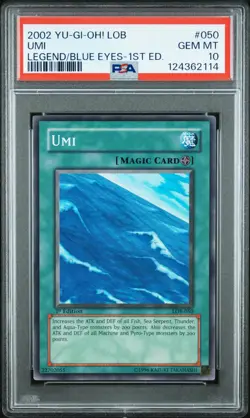 2002 YU-GI-OH! LOB-LEGEND OF BLUE EYES WHITE DRAGON 1ST ED #050 UMI PSA 10 - Image 1
