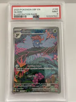 Pokemon TCG Gloom Obsidian Flames Holo Illustration Rare Card 198/197. PSA9 Mint - Image 1