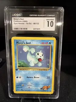 Pokemon Card 1st Ed. Misty's Seel CGC 10 Gem Mint, Gym Heroes 88/132, 2000 - Image 1