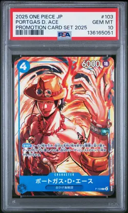 2025 ONE PIECE JPN PROMOTION CARD SET 2025 #103 PORTGAS D. ACE PSA 10 - Image 1