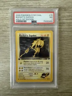 Rocket's Zapdos 15/132 Pokemon Gym Challange 1st Edition Holo Rare PSA 7 NM - Image 1