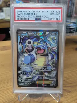 Pokemon TCG Blastoise EX XY Black Star Promo XY122 Red & Blue Collection PSA 8 - Image 3