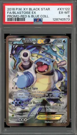 Pokemon Blastoise EX Red & Blue Coll. Black Star Full Art Promo XY122 PSA 6 - Image 1