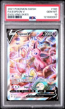 PSA 10 Espeon V 180/203 GEM MINT Alternative Full Art Evolving Skies Pokemon - Image 1
