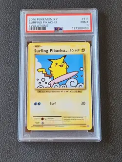 2016 POKEMON XY EVOLUTIONS #111 SURFING PIKACHU PSA 9 - Image 1