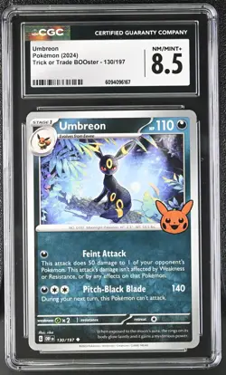 Pokemon Umbreon 130/197 Trick or Trade Booster 2024 CGC 8.5 - Image 1