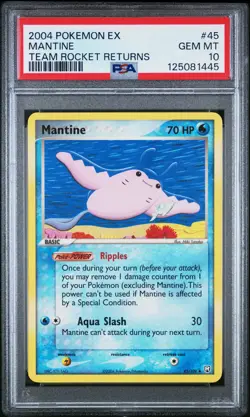 2004 POKEMON EX TEAM ROCKET RETURNS #45 MANTINE PSA 10 - Image 1