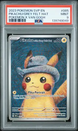 2023 POKEMON SVP POKEMON X VAN GOGH PROMO #085 PIKACHU WITH GREY FELT HAT PSA 9 - Image 1